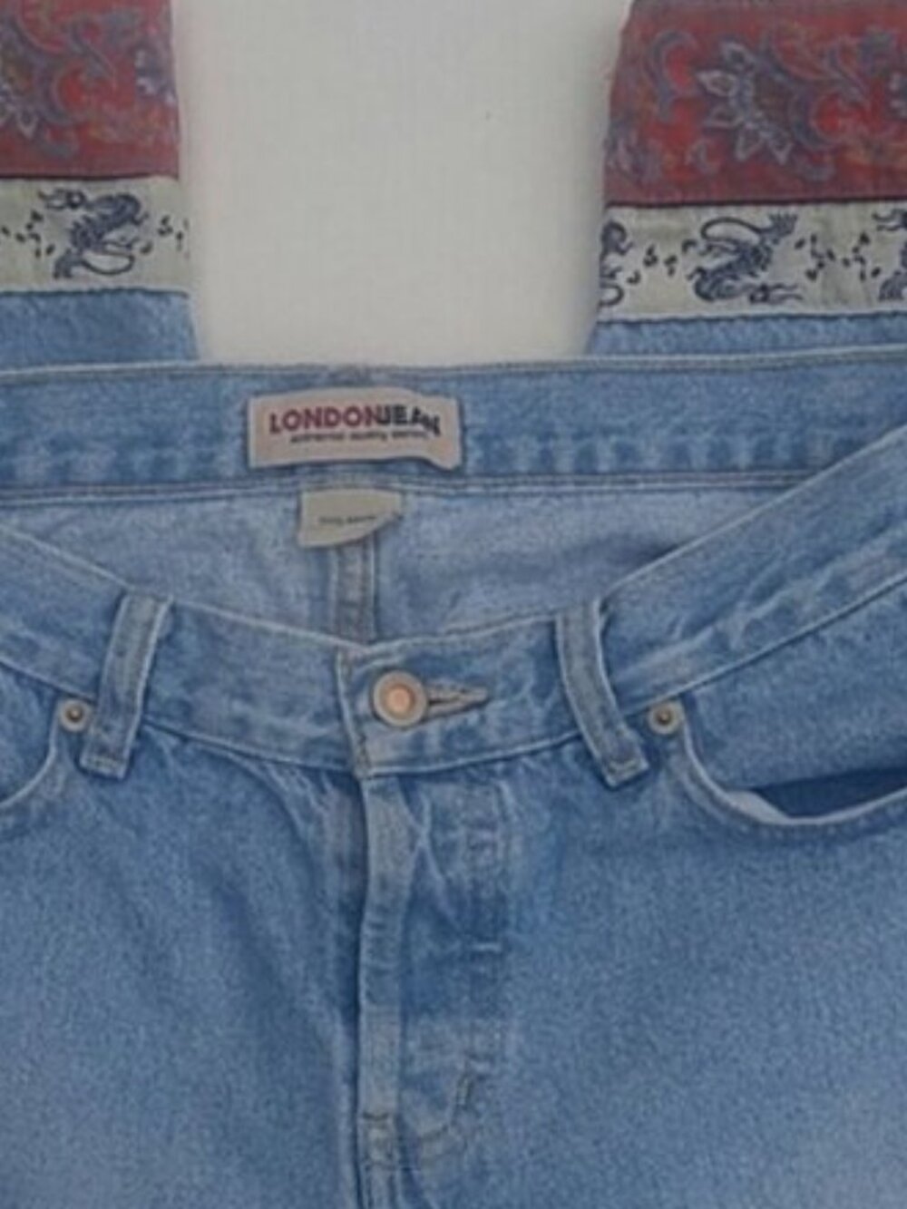 LONDONJEAN SZ 12 Vintage Stone washed Blue Ribbon Hem Cropped Jean
